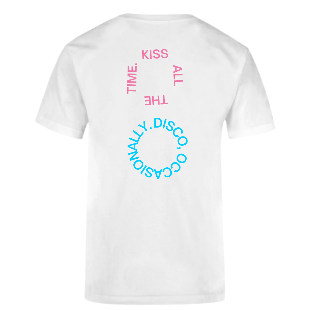 Camiseta Harry Styles “Kiss All The Time” Blanca Minimal Disco Edition