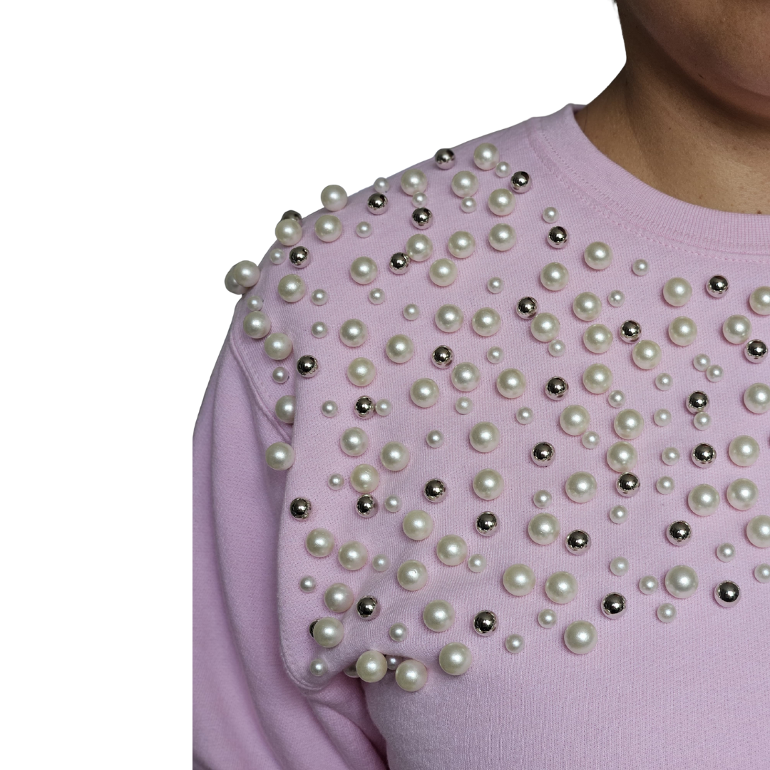 Sudadera Apliques de Perlas