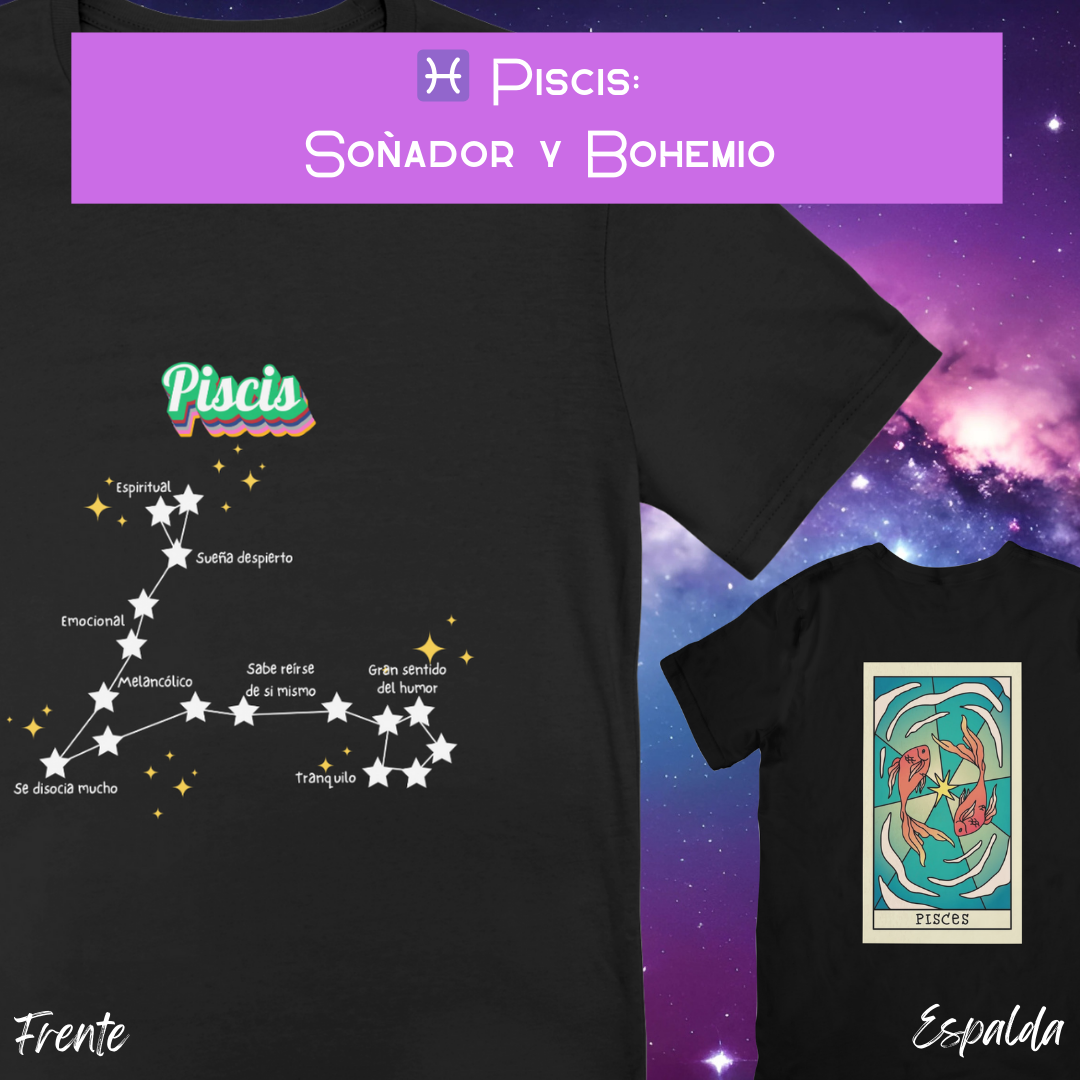 Camiseta Zodiacal Hombre - Constelación al Frente y Carta en la Espalda