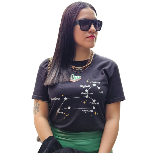 Camiseta Zodiacal Mujer - Constelación al Frente y Carta en la Espalda