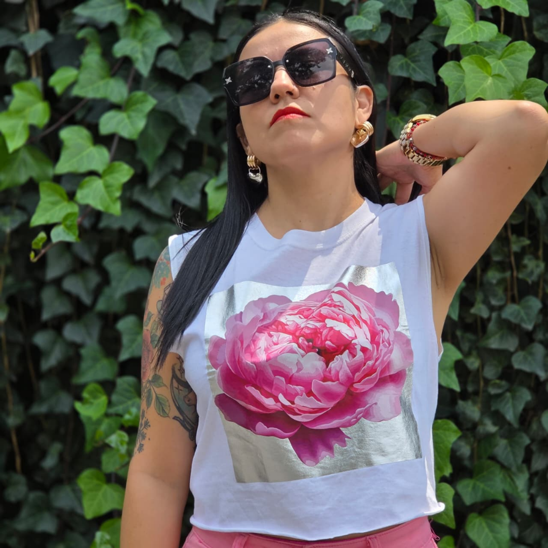 Camiseta Flor Rosa