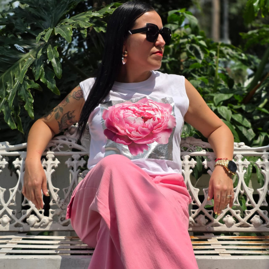 Camiseta Flor Rosa