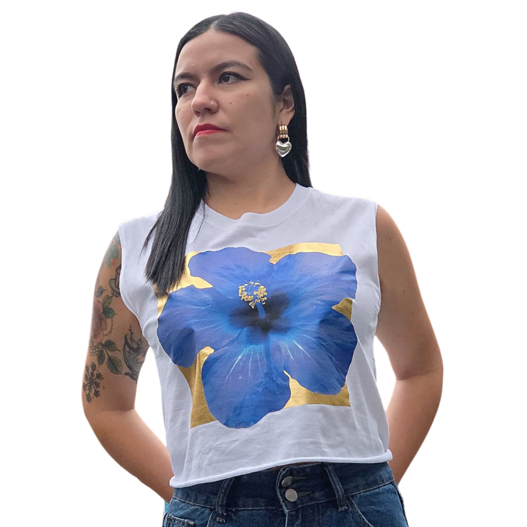 Camiseta Flor Azul