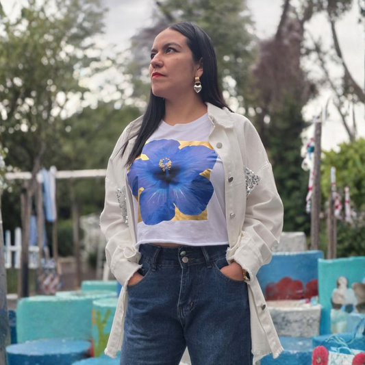 Camiseta Flor Azul