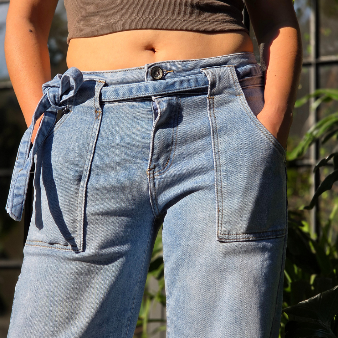 Jeans Wide Leg Utility con Jareta