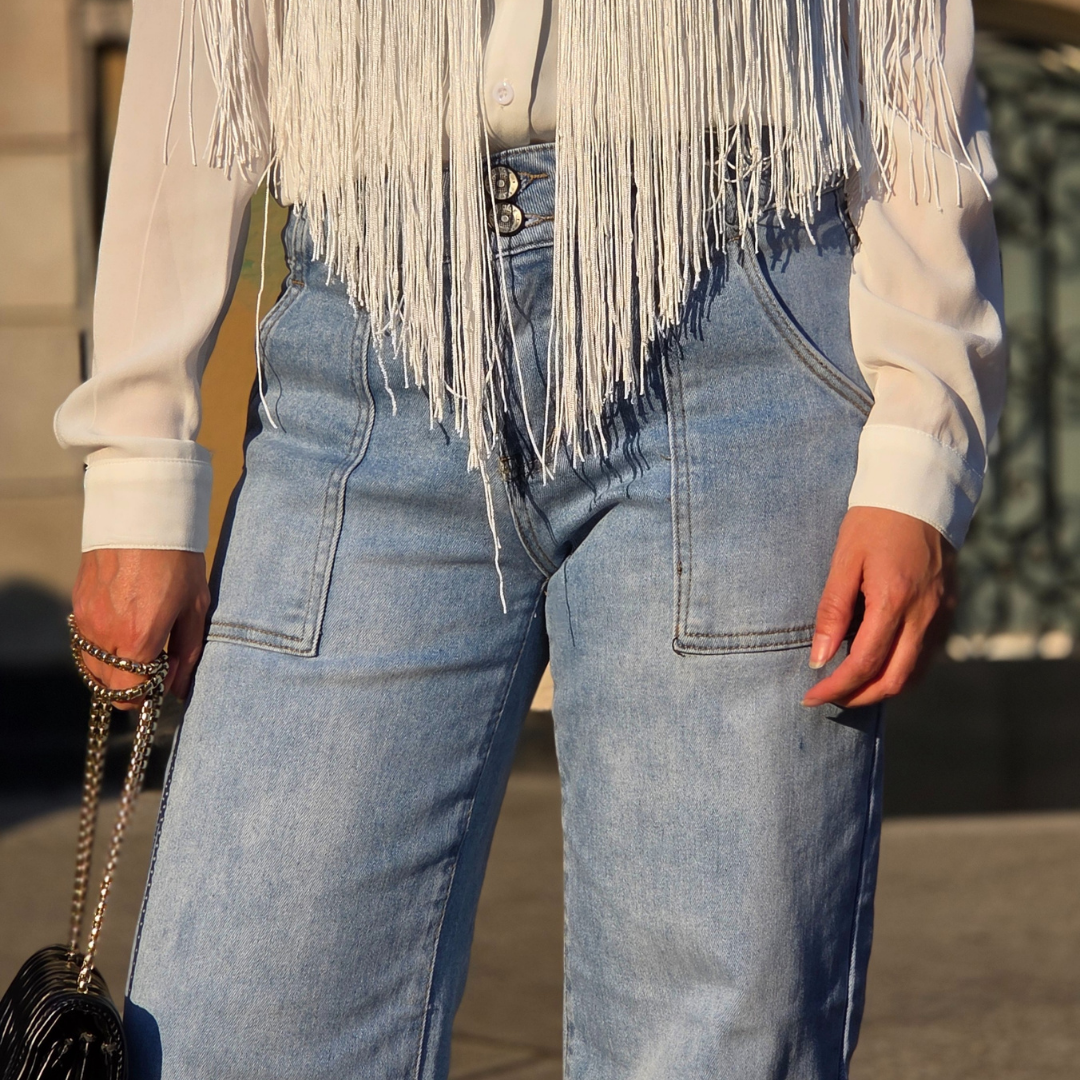 Jeans Wide Leg Utility con Jareta