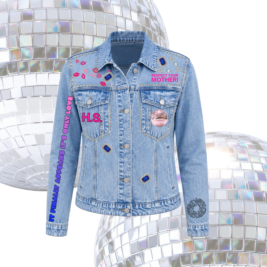 Chamarra Harry Styles “Kiss All The Time” | Disco Glitter Denim Jacket