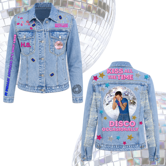 Chamarra Harry Styles “Kiss All The Time” | Disco Glitter Denim Jacket